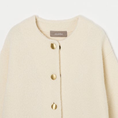 エリオポール HELIOPOLE HERRINGBONE CREW KNIT JACKET （アイボリー）｜詳細画像