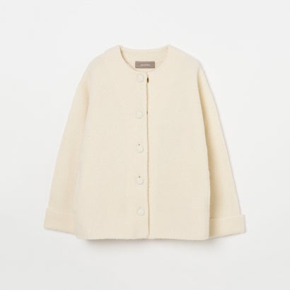 エリオポール HELIOPOLE HERRINGBONE CREW KNIT JACKET （アイボリー）｜詳細画像