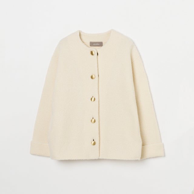 HERRINGBONE CREW KNIT JACKET （アイボリー）