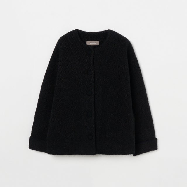 HERRINGBONE CREW KNIT JACKET （ブラック）