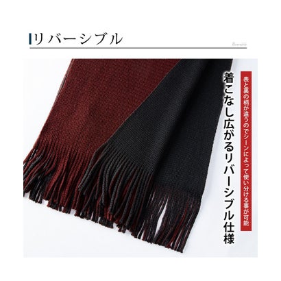 マフラー メンズ ニット 日本製 ミックス レッド 国産 メンズマフラー ブラック ベージュ ネイビー （15.チェックワイン）｜詳細画像