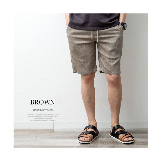 ハーフパンツ 膝上 麻 コットンリネン 夏服 春夏 短パン ショートパンツ 涼しい パンツ 楊柳 ショーパン 綿麻 吸水速乾 接触冷感 全5色 YH-24P04 麻パン 無地