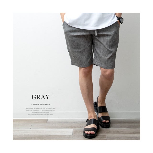 ハーフパンツ 膝上 麻 コットンリネン 夏服 春夏 短パン ショートパンツ 涼しい パンツ 楊柳 ショーパン 綿麻 吸水速乾 接触冷感 全5色 YH-24P04 麻パン 無地