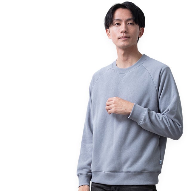 トレーナー 裏ボア 暖かい 秋冬 スウェット クルーネック ディスカス スエット ボア トップス シンプル 無地 防寒 部屋着 ルームウェア USAコットン 全10色 （64.サックス）