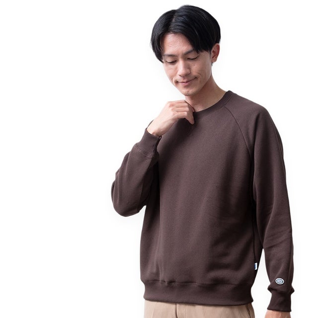 トレーナー 裏ボア 暖かい 秋冬 スウェット クルーネック ディスカス スエット ボア トップス シンプル 無地 防寒 部屋着 ルームウェア USAコットン 全10色 （17.ブラウン）