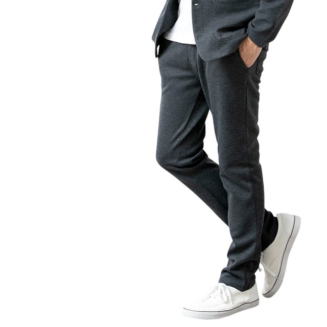 スウェットパンツ パンツ ストレッチ 春 秋 ボトムス テーパードパンツ テーパード スリム スエット ポンチ ゴムウエスト 全2種 スウェット 細身 スキニー シンプル 無地 黒 （B/チャコール）