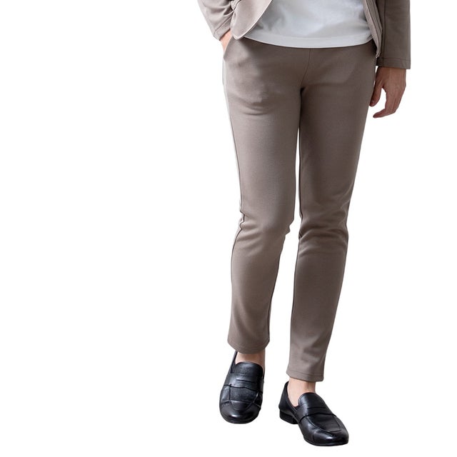スウェットパンツ パンツ ストレッチ 春 秋 ボトムス テーパードパンツ テーパード スリム スエット ポンチ ゴムウエスト 全2種 スウェット 細身 スキニー シンプル 無地 黒 （A/グレージュ）