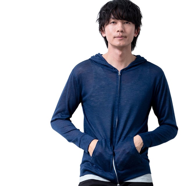 パーカー 長袖 ジップアップ パーカ ジップアップパーカー 薄手 サマーパーカー 涼しい 夏 羽織り 吸水速乾 軽い アウター メンズパーカー 紫外線対策 全6色 JP624003 （06.ネイビー）