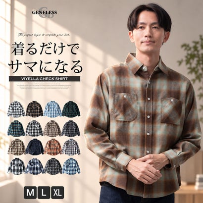 チェックシャツ 長袖 秋冬 トップス チェック カジュアルシャツ 綿 コットン ネルシャツ メンズシャツ 長袖シャツ 定番 人気 秋服 冬服 ブラウス ワイシャツ アメカジ Yシャツ （J/D.ネイビー）｜詳細画像