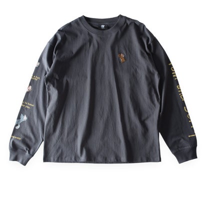 長袖 シャツ tシャツ トムとジェリー 綿100 キャラクター クルーネック アメカジ Tシャツ 秋冬 トムジェリ 長袖tシャツ コットン 全4色 6477-7854 刺繍 （48.スミクロB）｜詳細画像
