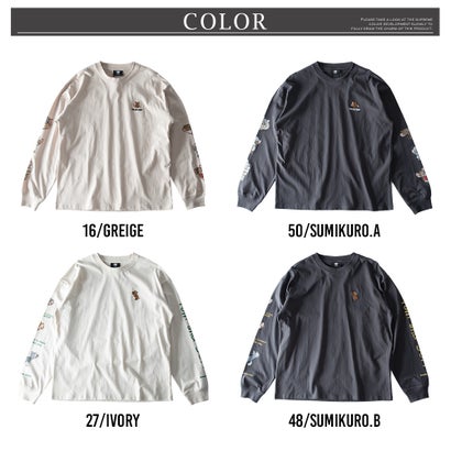 長袖 シャツ tシャツ トムとジェリー 綿100 キャラクター クルーネック アメカジ Tシャツ 秋冬 トムジェリ 長袖tシャツ コットン 全4色 6477-7854 刺繍 （48.スミクロB）｜詳細画像
