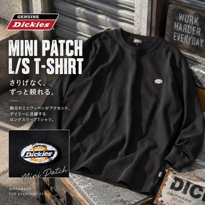 tシャツ 長袖 ディッキーズ GENUINE Dickies Tシャツ 長袖シャツ クルーネック 綿100 ワッペン 秋冬 ロンt ミニワッペン アメカジ カジュアル 全4色 （13.モカ）｜詳細画像