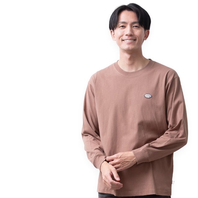 tシャツ 長袖 ディッキーズ GENUINE Dickies Tシャツ 長袖シャツ クルーネック 綿100 ワッペン 秋冬 ロンt ミニワッペン アメカジ カジュアル 全4色 （13.モカ）