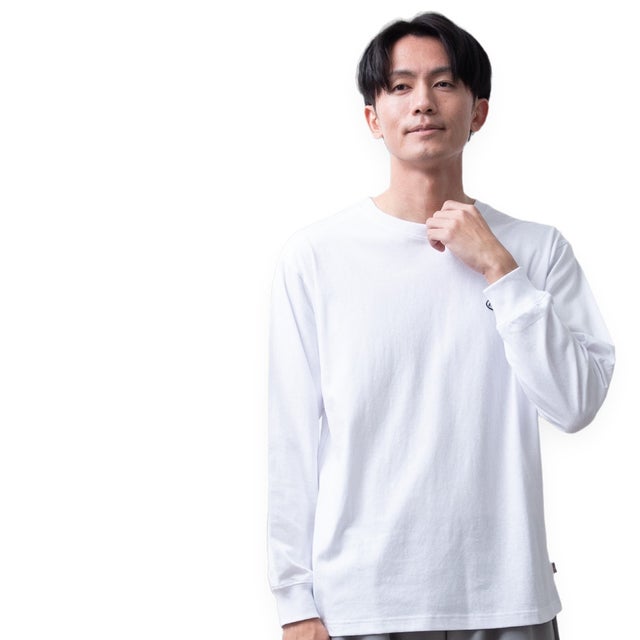 tシャツ 長袖 ディッキーズ GENUINE Dickies Tシャツ 長袖シャツ クルーネック 綿100 ワッペン 秋冬 ロンt ミニワッペン アメカジ カジュアル 全4色 （09.ホワイト）