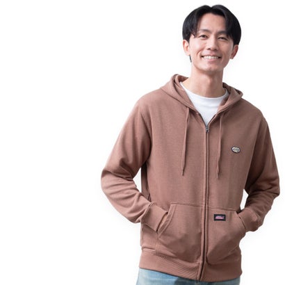 パーカー ジップアップ パーカ 長袖 裏毛 スウェット ジップアップパーカー ディッキーズ ワッペン GENUINE Dickies ジップパーカー 秋冬 羽織 ライトアウター （13.モカ）｜詳細画像