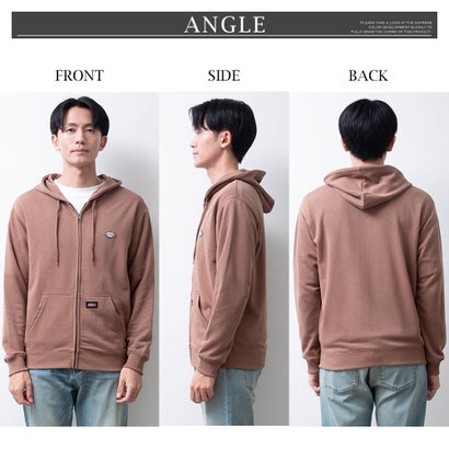 パーカー ジップアップ パーカ 長袖 裏毛 スウェット ジップアップパーカー ディッキーズ ワッペン GENUINE Dickies ジップパーカー 秋冬 羽織 ライトアウター （40.Dグリーン）｜詳細画像