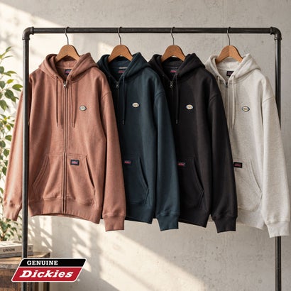 パーカー ジップアップ パーカ 長袖 裏毛 スウェット ジップアップパーカー ディッキーズ ワッペン GENUINE Dickies ジップパーカー 秋冬 羽織 ライトアウター （40.Dグリーン）｜詳細画像
