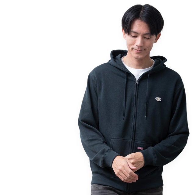 パーカー ジップアップ パーカ 長袖 裏毛 スウェット ジップアップパーカー ディッキーズ ワッペン GENUINE Dickies ジップパーカー 秋冬 羽織 ライトアウター （40.Dグリーン）
