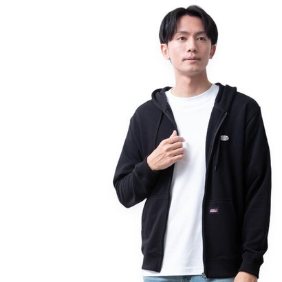 パーカー ジップアップ パーカ 長袖 裏毛 スウェット ジップアップパーカー ディッキーズ ワッペン GENUINE Dickies ジップパーカー 秋冬 羽織 ライトアウター （49.ブラック）｜詳細画像