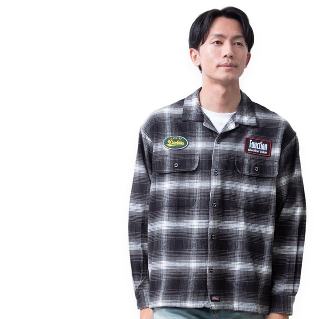 チェックシャツ 長袖 暖かい チェック シャツ GENUINE Dickies ワークシャツ 綿100 胸ポケット カジュアルシャツ コットン アメカジ メンズシャツ 秋冬 （49.ブラック）