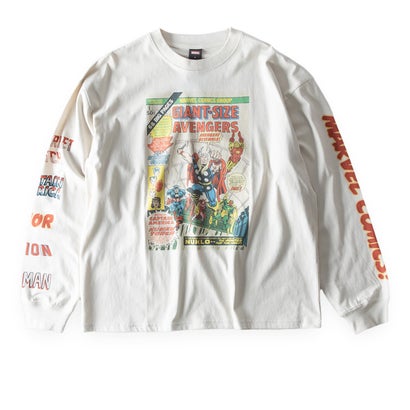 tシャツ 長袖 プリント Tシャツ 長袖シャツ マーベル クルーネック 秋冬 MARVEL ロンt アメカジ カジュアル 綿100 スパイダーマン コットン 全4色 （91.アイボリーB）｜詳細画像