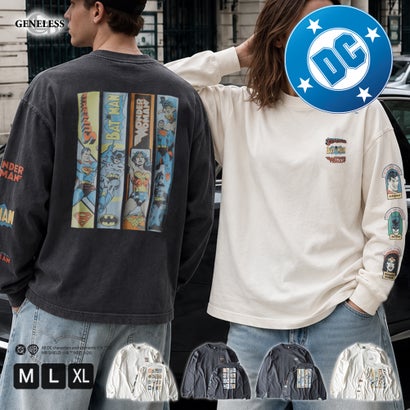 Tシャツ 長袖 クルーネック プリント tシャツ スパイダーマン マーベル バットマン 袖プリント 長袖シャツ 綿100％ バックプリント 秋冬 コットン アメカジ 全4色 （91.アイボリーB）｜詳細画像