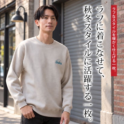 トレーナー スウェット ディッキーズ 長袖 裏起毛 秋冬 GENUINE Dickies クルーネック 刺繍 プリント 暖かい ロゴ スエット バックプリント アメカジ 全4色 （16.グレージュ）｜詳細画像