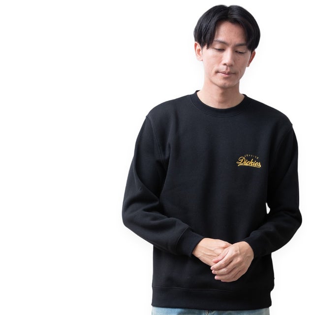 トレーナー スウェット ディッキーズ 長袖 裏起毛 秋冬 GENUINE Dickies クルーネック 刺繍 プリント 暖かい ロゴ スエット バックプリント アメカジ 全4色 （49.ブラック）