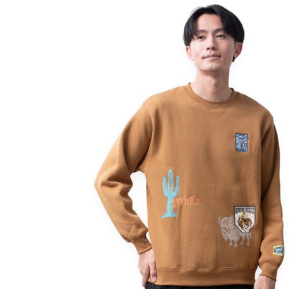 トレーナー スウェット GENUINE Dickies 刺繍 スエット クルーネック 裏起毛 長袖 ディッキーズ 暖かい プリント 秋冬 ロゴ バックプリント 全4色 （15.キャメル）｜詳細画像