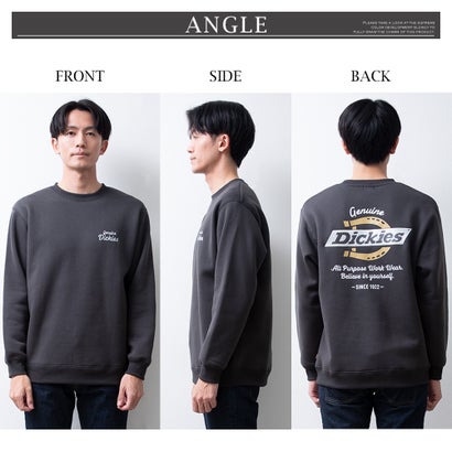 トレーナー スウェット GENUINE Dickies 刺繍 スエット クルーネック 裏起毛 長袖 ディッキーズ 暖かい プリント 秋冬 ロゴ バックプリント 全4色 （48.スミクロ）｜詳細画像