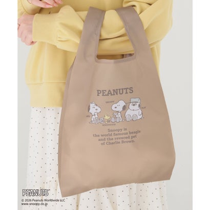 スヌーピー／お弁当バッグ エコバッグ バッグ 鞄 エコバック スヌーピー お弁当バッグ 折り畳みバッグ プリント ガーリー レディース （ベージュ）｜詳細画像