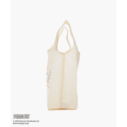 スヌーピー／お弁当バッグ エコバッグ バッグ 鞄 エコバック スヌーピー お弁当バッグ 折り畳みバッグ プリント ガーリー レディース （ベージュ）｜詳細画像