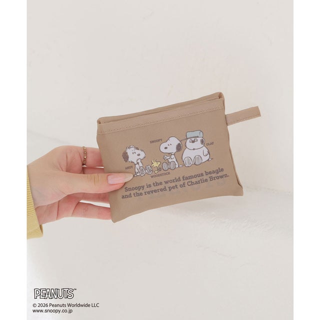 スヌーピー／お弁当バッグ エコバッグ バッグ 鞄 エコバック スヌーピー お弁当バッグ 折り畳みバッグ プリント ガーリー レディース （ベージュ）