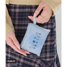 スヌーピー／お弁当バッグ エコバッグ バッグ 鞄 エコバック スヌーピー お弁当バッグ 折り畳みバッグ プリント ガーリー レディース （サックス）