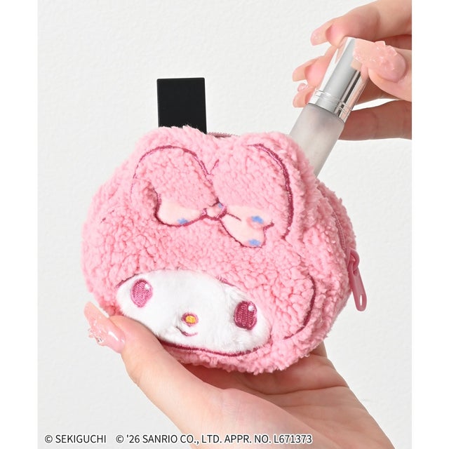 モンチッチ×サンリオキャラクターズ／ポーチ ポーチ モンチッチ サンリオキャラクターズ ボア素材 フック付き ガーリー レディース （マイメロディ）