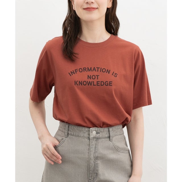 ひんやり綿ロゴTシャツ トップス カットソー 半袖 接触冷感 Tシャツ 半袖Tシャツ ひんやりコットン 綿100％ ロゴ レディース （ダークオレンジ）