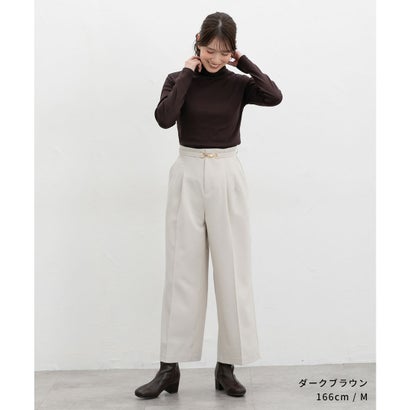 フライスタートルネック トップス カットソー 長袖 オーガニックコットン 大きいサイズ タートルネック 綿100％ フライス編み レディース （オレンジ）｜詳細画像