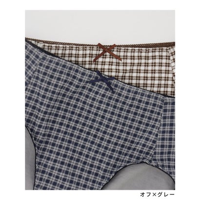 ゆったりショーツ（2枚組） 下着 アンダーウェア ショーツ 抗菌 抗菌防臭 防臭 綿 コットン 綿混 アニマル柄 チェック柄 レディース （ボーダー）｜詳細画像