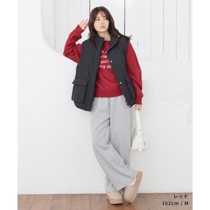 ロゴニット トップス ニット セーター 長袖 ロゴ クルーネック ジャカード ドロップショルダー ガーリー 冬 白 レディース （ネイビー）｜詳細画像