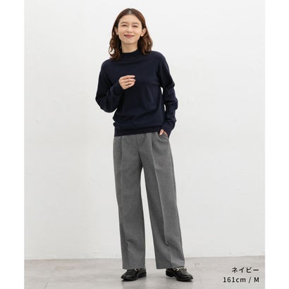 ハイネックニット トップス ニット セーター 長袖 ハイネック レーヨン混 無地 きれいめ 冬 白 黒 レディース （アイボリー）｜詳細画像