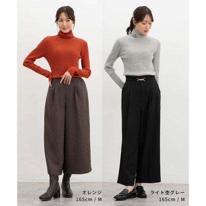 ハニーズ Honeys リブタートルネックニット トップス ニット セーター 長袖 タートルネック リブ レーヨン混 無地 シンプル 冬 白 黒 レディース （ブラウン）｜詳細画像