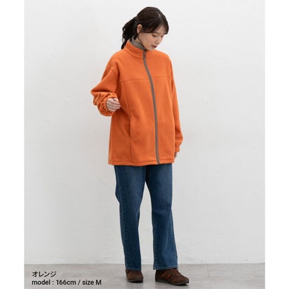 フリーススタンドブルゾン トップス カーディガン 長袖 男女兼用 ユニセックス ハニぽか あったか ブルゾン フリース レディース （ネイビー）｜詳細画像