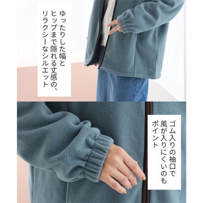 フリーススタンドブルゾン トップス カーディガン 長袖 男女兼用 ユニセックス ハニぽか あったか ブルゾン フリース レディース （ネイビー）｜詳細画像