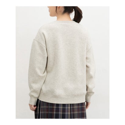 裏起毛ゆるワッペンロゴトップス トップス スウェット 長袖 ハニぽか あったか ゆったり サガラ刺繍 ワッペン ロゴ クルーネック レディース （オートミール）｜詳細画像