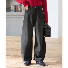 あったかカーブパンツ（股下66cm） ボトムス パンツ カーブパンツ あったか 大きいサイズ ハニぽか デニムパンツ ロングパンツ レディース （グレー）