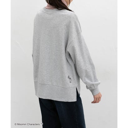 ムーミン／ゆるトレーナー トップス スウェット トレーナー 長袖 ムーミン キャラクター ゆったり プリント 裏毛 綿 スリット レディース （杢グレー）｜詳細画像