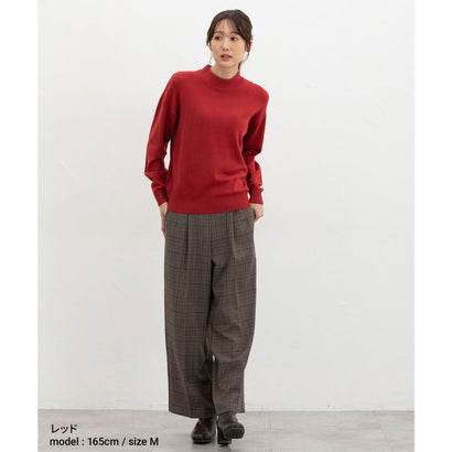 あったかハイネックニット トップス ニット セーター 長袖 ハニぽか あったか ウォッシャブル ダイナホット ハイネック レディース （レッド）｜詳細画像