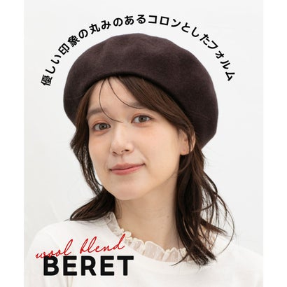 ウール混ベレー帽 帽子 ベレー帽 無地 チェック柄 ウール混 ナイロン混 カジュアル 冬 黒 ぼうし ベレー レディース （グレーチェック）｜詳細画像