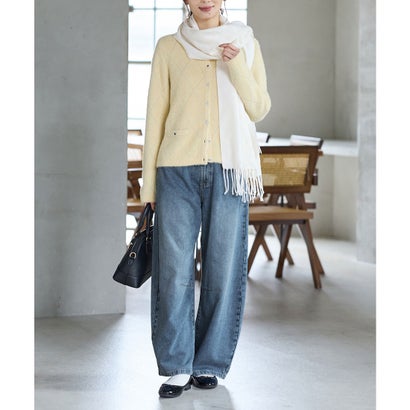 あったかカーブパンツ（股下63cm） ボトムス パンツ カーブパンツ あったか 大きいサイズ ハニぽか デニムパンツ ロングパンツ レディース （グレー）｜詳細画像