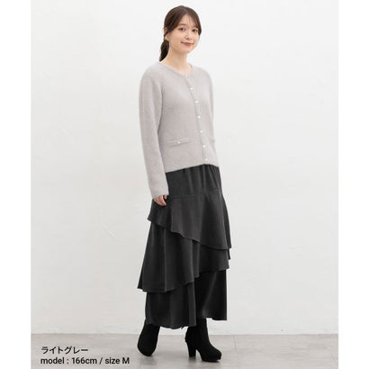 ラメ入りアーガイルニット トップス カーディガン 長袖 オフィス きれいめ ラメ糸入り フェザーヤーン素材 ニット アーガイル柄 レディース （ピンク）｜詳細画像